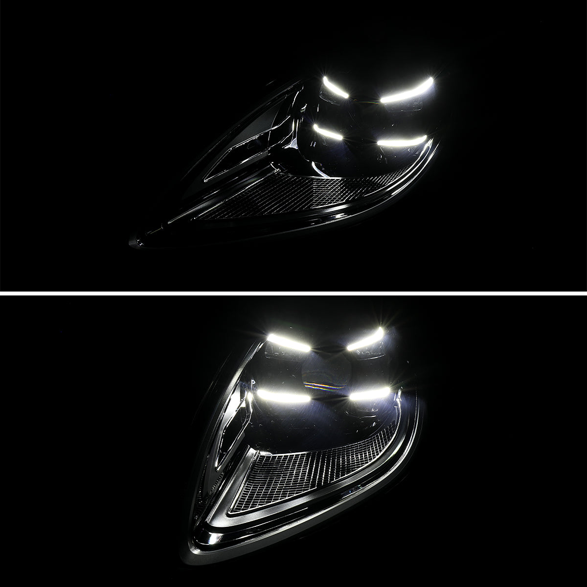 2015-2018 Porsche Macan 95B.1 Matrix Style LED Projector Headlights w/ DRL for Dynamic Function  (Matte Black Housing / Glossy Black Accents / Clear Lens)