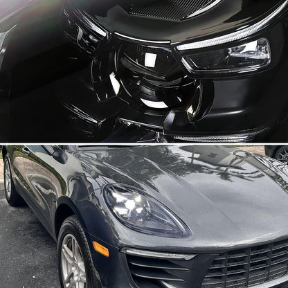 2015-2018 Porsche Macan 95B.1 Matrix Style LED Projector Headlights w/ DRL for Dynamic Function  (Matte Black Housing / Glossy Black Accents / Clear Lens)