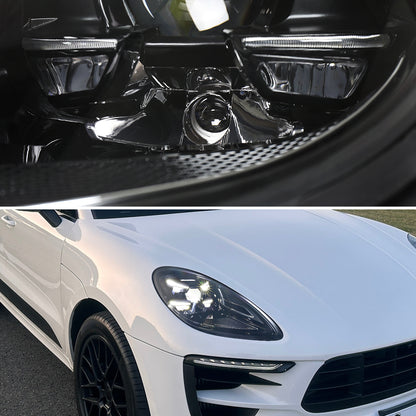 2015-2018 Porsche Macan 95B.1 Matrix Style LED Projector Headlights w/ DRL for non-Dynamic Function  (Matte Black Housing / Glossy Black Accents / Clear Lens)