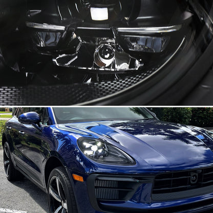 2019-2024 Porsche Macan 95B.2 Matrix Style LED Projector Headlights w/ DRL for non-Dynamic Function  (Matte Black Housing / Glossy Black Accents / Clear Lens)