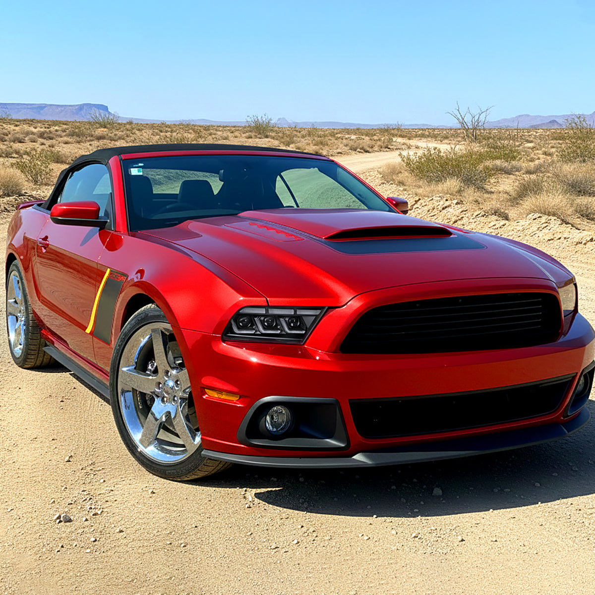 2010-2014 Ford Mustang Full LED Projector Headlights Sequential Turn Signal Switchback DRL  (Matte Black Housing / Clear Lens)