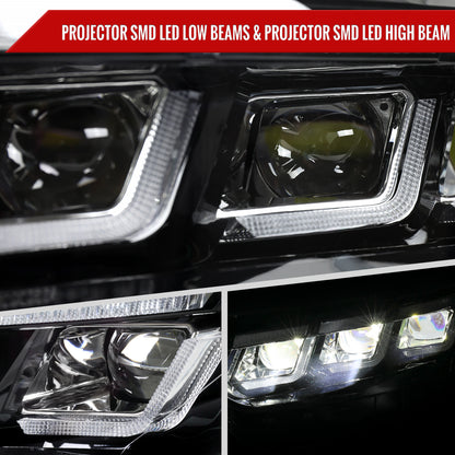 2015â€“2017 Ford Mustang Full LED Projector Headlights Switchback Sequential with Start-Up Animation (Glossy Black Housing / Clear Lens)