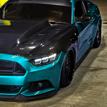 2015â€“2017 Ford Mustang Full LED Projector Headlights Switchback Sequential with Start-Up Animation (Glossy Black Housing / Clear Lens)