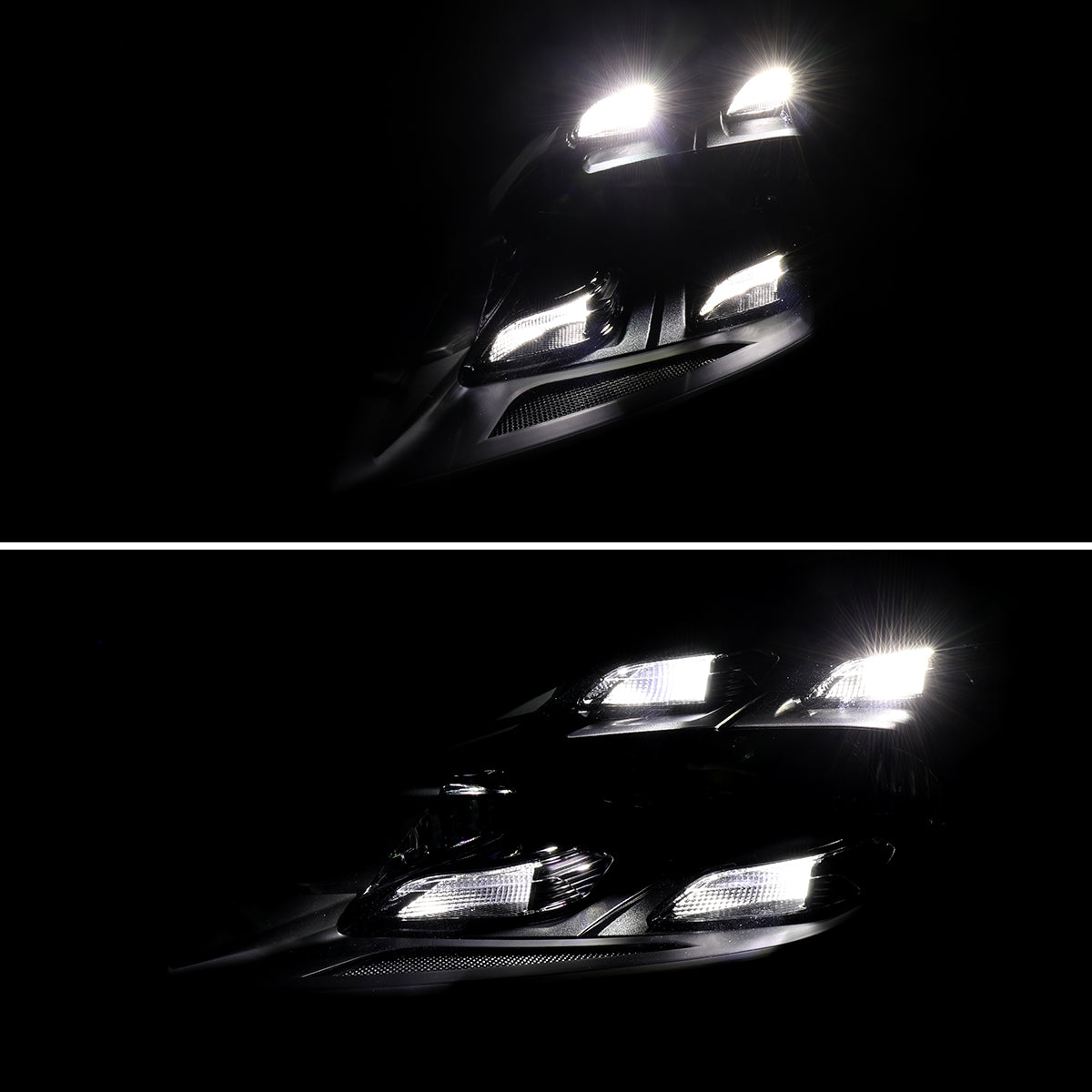 2010-2013 Porsche Panamera 970.1 LED Projector w/ DRL Headlights (Matte Black Housing / Glossy Black Accents / Clear Lens)
