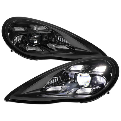 2010-2013 Porsche Panamera 970.1 LED Projector w/ DRL Headlights (Matte Black Housing / Glossy Black Accents / Clear Lens)