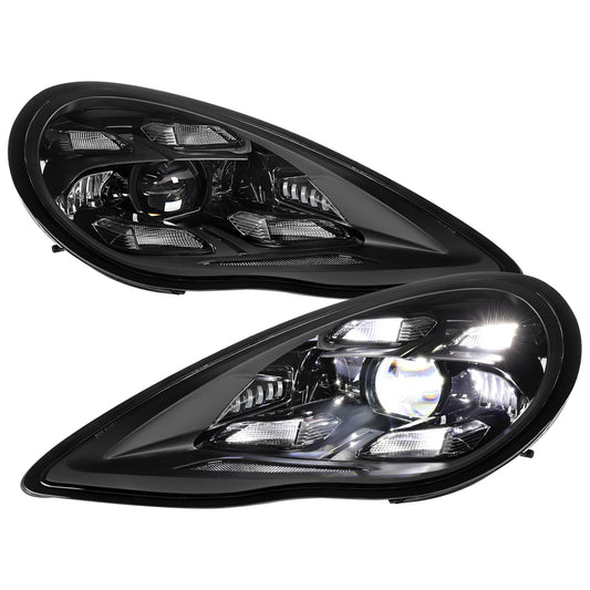 2010-2013 Porsche Panamera 970.1 LED Projector w/ DRL Headlights (Matte Black Housing / Glossy Black Accents / Clear Lens)