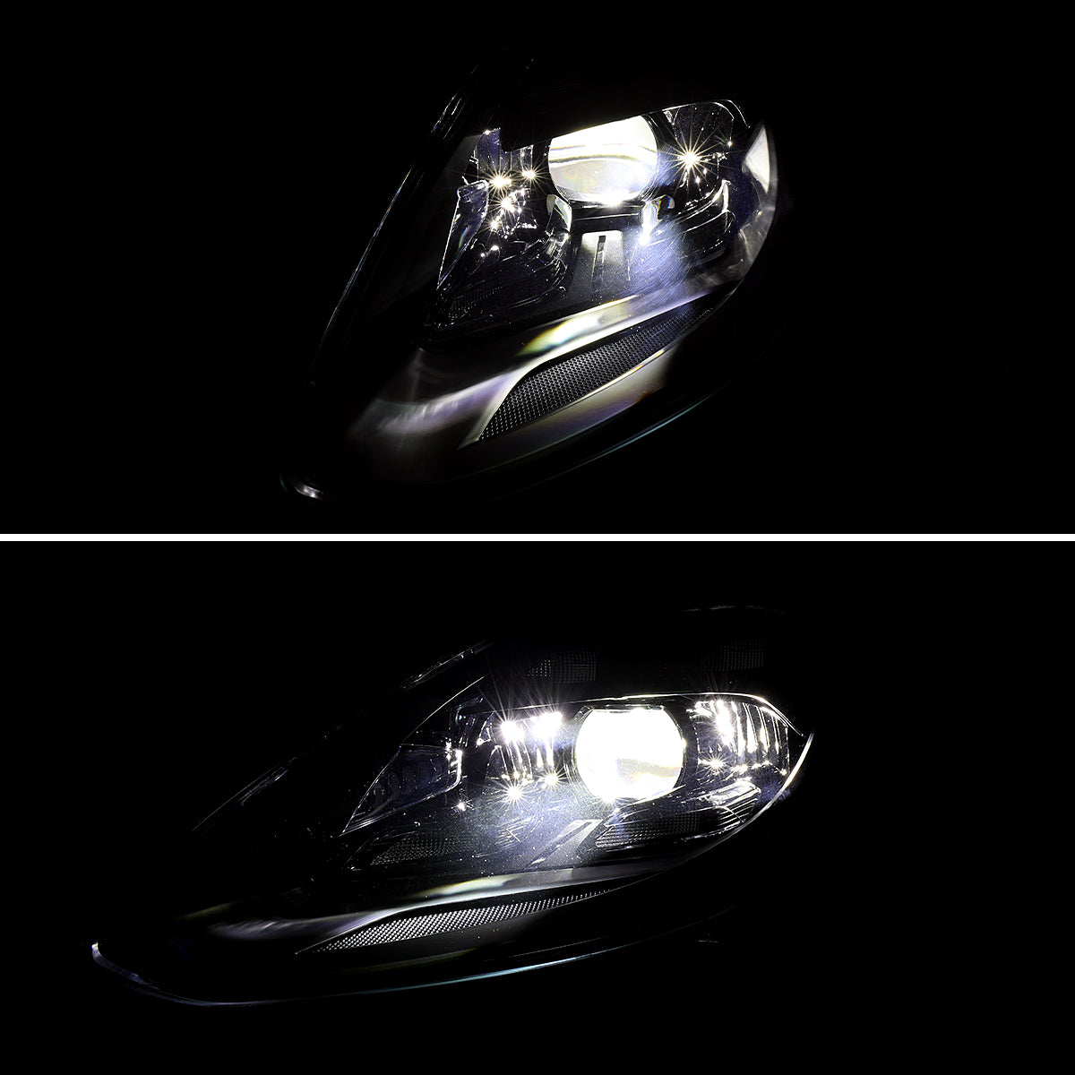 2017-2022 Porsche Panamera Matrix Style LED Projector Headlights w/ DRL (Matte Black Housing / Glossy Black Accents / Clear Lens)