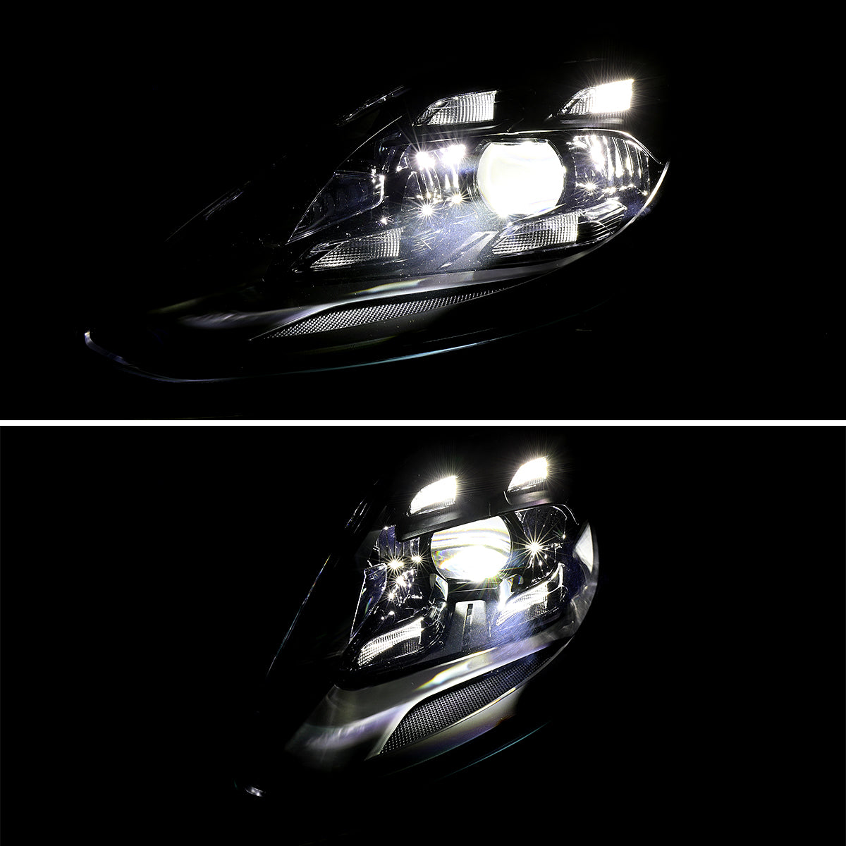 2017-2022 Porsche Panamera Matrix Style LED Projector Headlights w/ DRL (Matte Black Housing / Glossy Black Accents / Clear Lens)