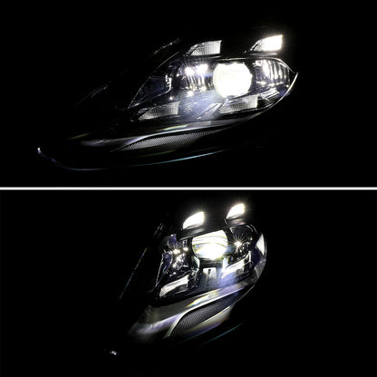 2017-2022 Porsche Panamera Matrix Style LED Projector Headlights w/ DRL (Matte Black Housing / Glossy Black Accents / Clear Lens)