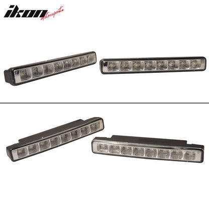 Universal DRL White LED Fog Lights w/ Amber Turn Signal Bar Lights