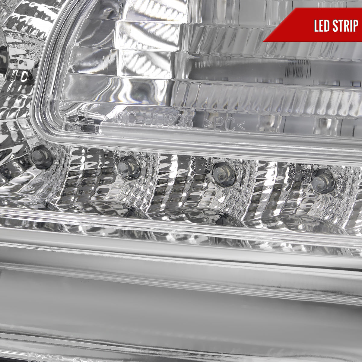 2005-2010 Chrysler 300 Base/LX/Touring Projector Headlights w/ LED Light Strip & LED Turn Signal Lights (Chrome Housing/Clear Lens)