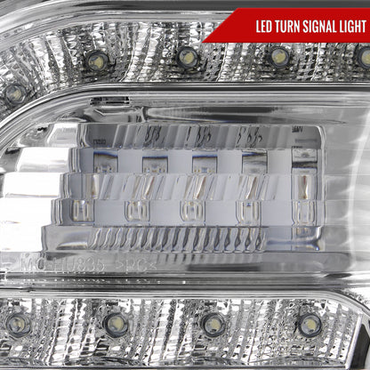 2005-2010 Chrysler 300 Base/LX/Touring Projector Headlights w/ LED Light Strip & LED Turn Signal Lights (Chrome Housing/Clear Lens)