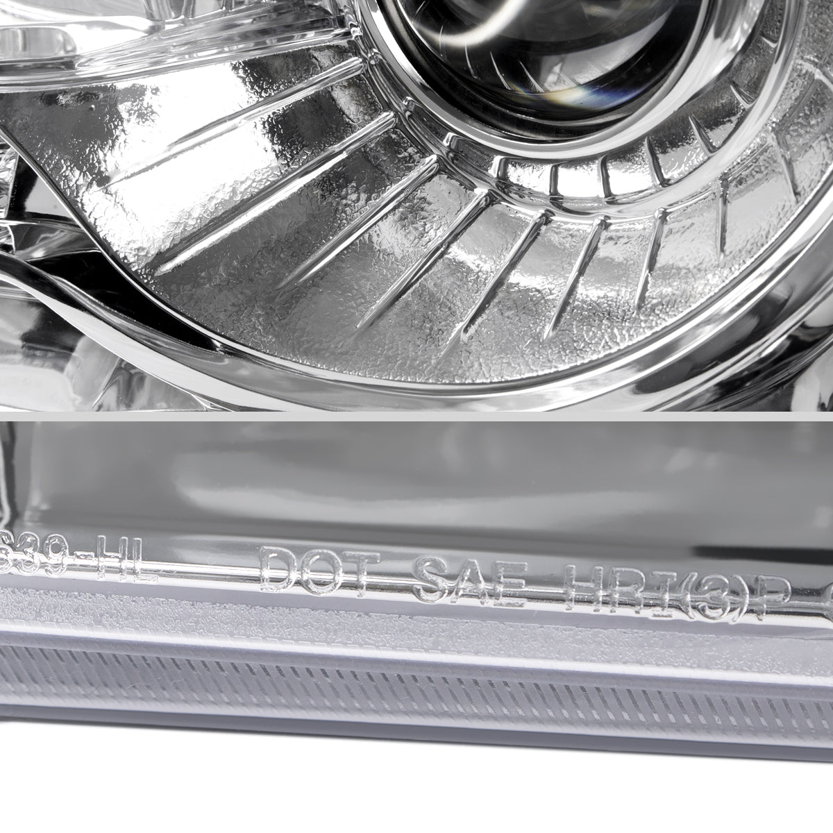 2005-2010 Chrysler 300 Base/LX/Touring Projector Headlights w/ LED Light Strip & LED Turn Signal Lights (Chrome Housing/Clear Lens)