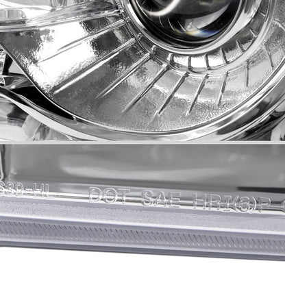 2005-2010 Chrysler 300 Base/LX/Touring Projector Headlights w/ LED Light Strip & LED Turn Signal Lights (Chrome Housing/Clear Lens)