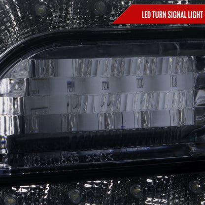 2005-2010 Chrysler 300 Base/LX/Touring Projector Headlights w/ LED Light Strip & LED Turn Signal Lights (Glossy Black Housing/Smoked Lens)