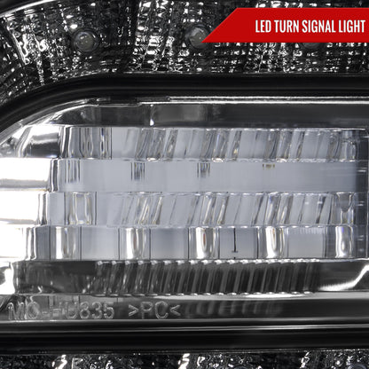 2005-2010 Chrysler 300 Base/LX/Touring Projector Headlights w/ LED Light Strip & LED Turn Signal Lights (Matte Black Housing/Clear Lens)