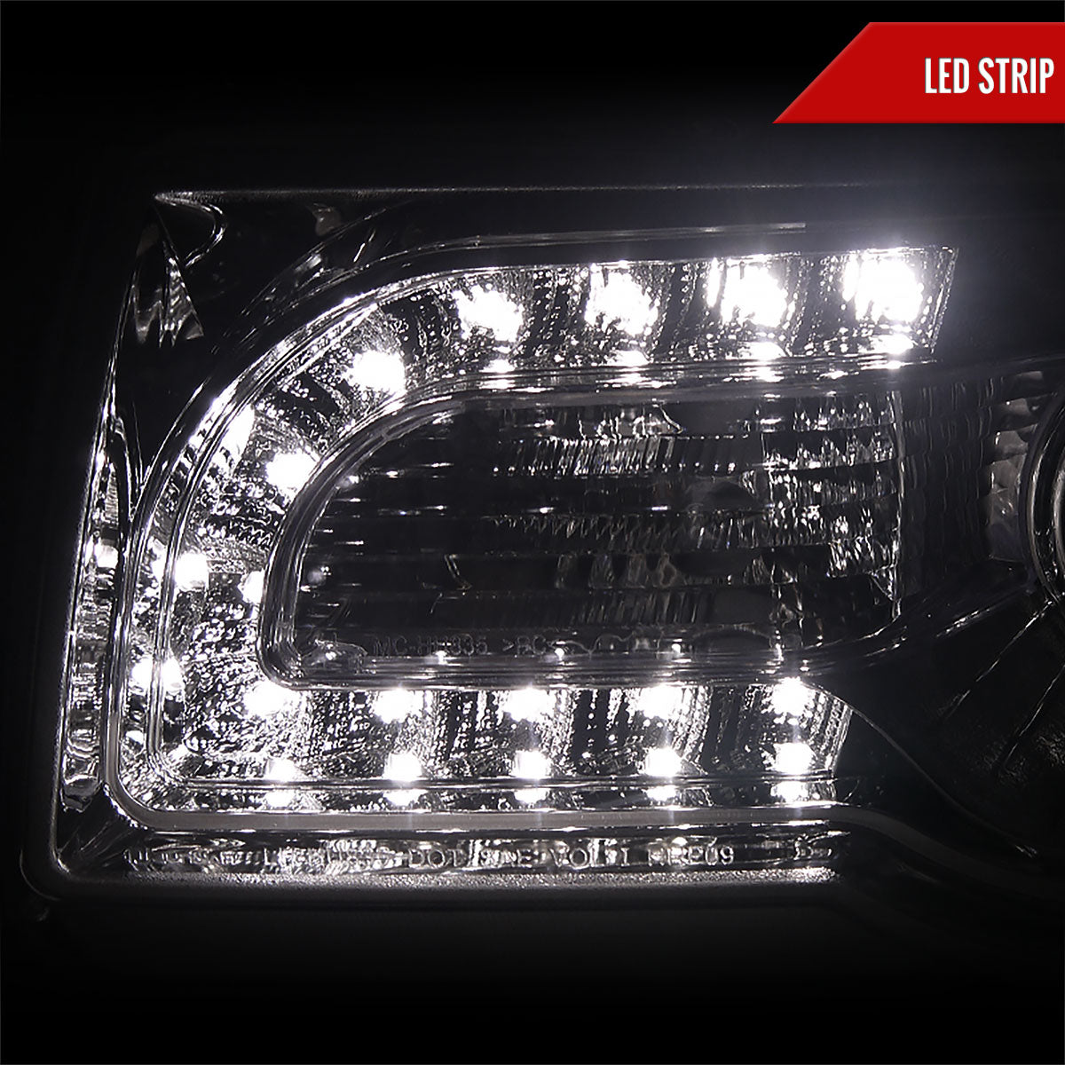 2005-2010 Chrysler 300 Projector Headlights w/ LED Light Strip (Chrome Housing/Clear Lens)