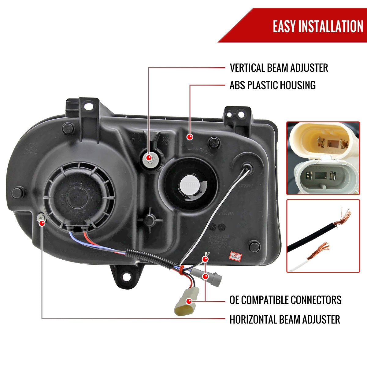2005-2010 Chrysler 300 Projector Headlights w/ LED Light Strip (Chrome Housing/Clear Lens)