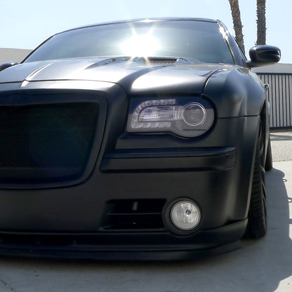 2005-2010 Chrysler 300 Projector Headlights w/ LED Light Strip (Glossy Black Housing/Smoked Lens)