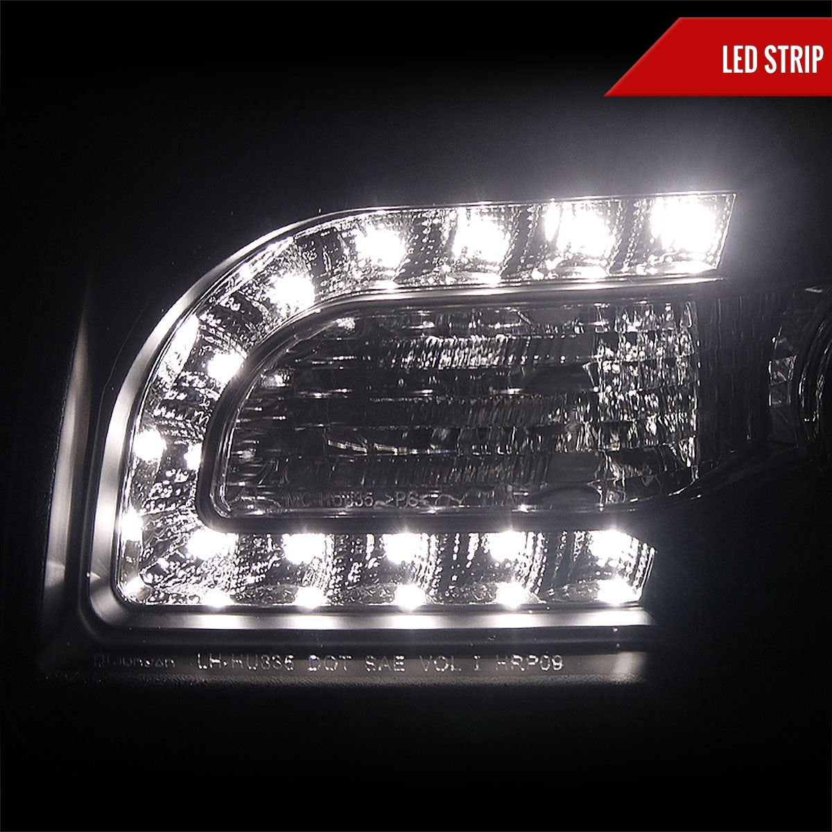 2005-2010 Chrysler 300 Projector Headlights w/ LED Light Strip (Matte Black Housing/Clear Lens)