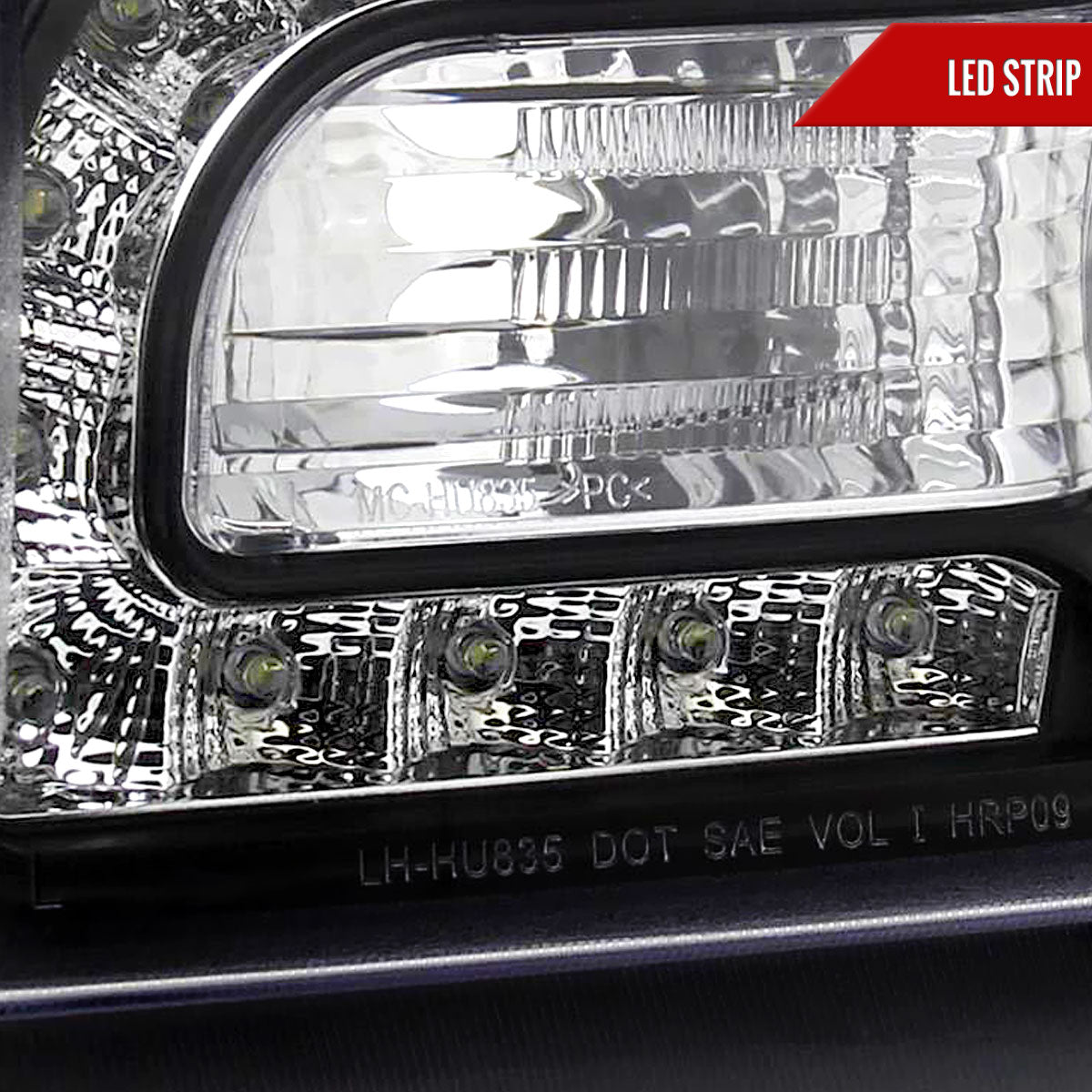 2005-2010 Chrysler 300 Projector Headlights w/ LED Light Strip (Matte Black Housing/Clear Lens)