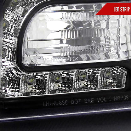 2005-2010 Chrysler 300 Projector Headlights w/ LED Light Strip (Matte Black Housing/Clear Lens)