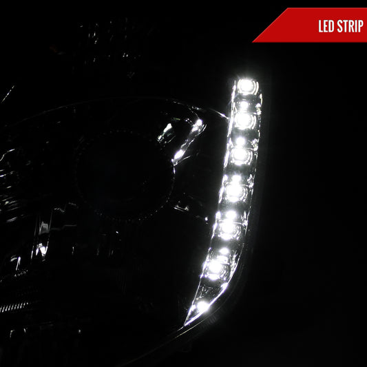 2003-2005 Nissan 350Z Projector Headlights w/ SMD LED Light Strip (Chrome Housing/Smoked Lens)