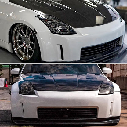 2003-2005 Nissan 350Z Projector Headlights w/ SMD LED Light Strip (Chrome Housing/Smoked Lens)