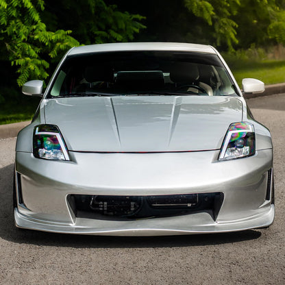 2003-2005 Nissan 350Z Switchback Sequential Turn Signal Animated LED Bar Projector Headlights (Matte Black Housing/Clear Lens)