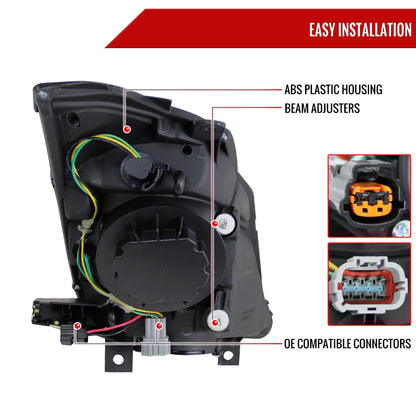 2003-2005 Nissan 350Z Projector Headlights w/ SMD LED Light Strip (Glossy Black Housing/Smoked Lens)