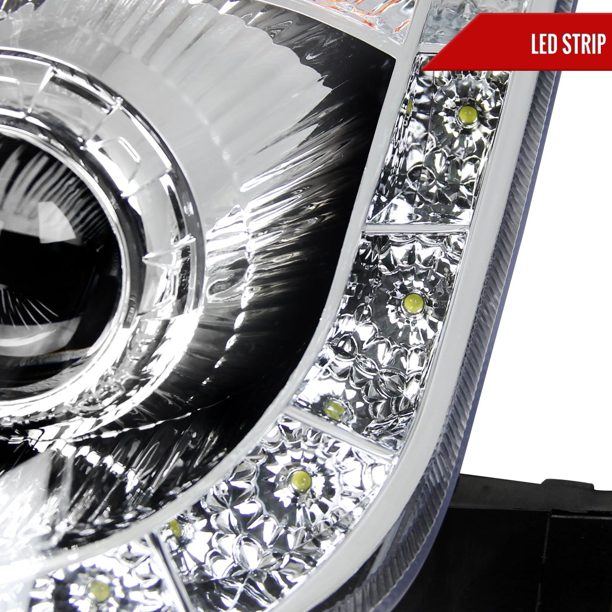 2006-2009 Nissan 350Z SMD LED Light Strip Projector Headlights (Chrome Housing/Clear Lens)