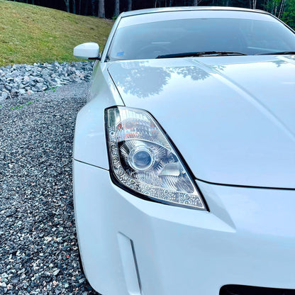 2006-2009 Nissan 350Z SMD LED Light Strip Projector Headlights (Chrome Housing/Clear Lens)