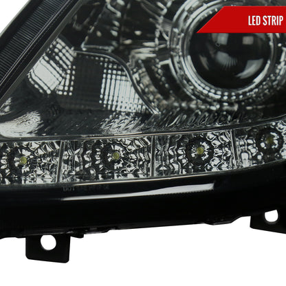 2006-2009 Nissan 350Z SMD LED Light Strip Projector Headlights (Chrome Housing/Smoked Lens)