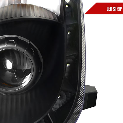 2006-2009 Nissan 350Z SMD LED Light Strip Projector Headlights (Matte Black Housing/Clear Lens)