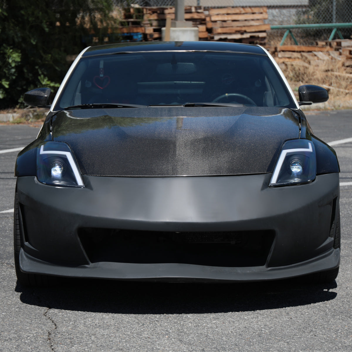 2006-2009 Nissan 350Z Switchback Sequential Turn Signal Animated LED Bar Projector Headlights (Matte Black Housing/Clear Lens)