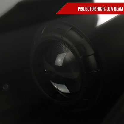 2006-2009 Nissan 350Z Switchback Sequential Turn Signal Animated LED Bar Projector Headlights (Matte Black Housing/Smoked Lens)