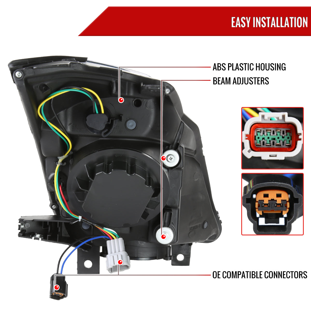 2006-2009 Nissan 350Z Switchback Sequential Turn Signal Animated LED Bar Projector Headlights (Matte Black Housing/Smoked Lens)