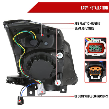 2006-2009 Nissan 350Z Switchback Sequential Turn Signal Animated LED Bar Projector Headlights (Matte Black Housing/Smoked Lens)