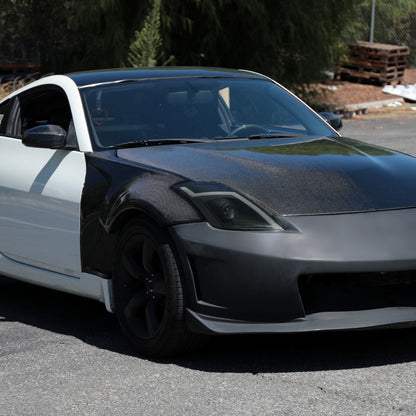 2006-2009 Nissan 350Z Switchback Sequential Turn Signal Animated LED Bar Projector Headlights (Matte Black Housing/Smoked Lens)