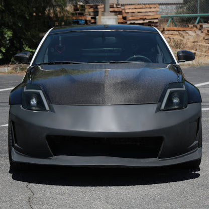 2006-2009 Nissan 350Z Switchback Sequential Turn Signal Animated LED Bar Projector Headlights (Matte Black Housing/Smoked Lens)