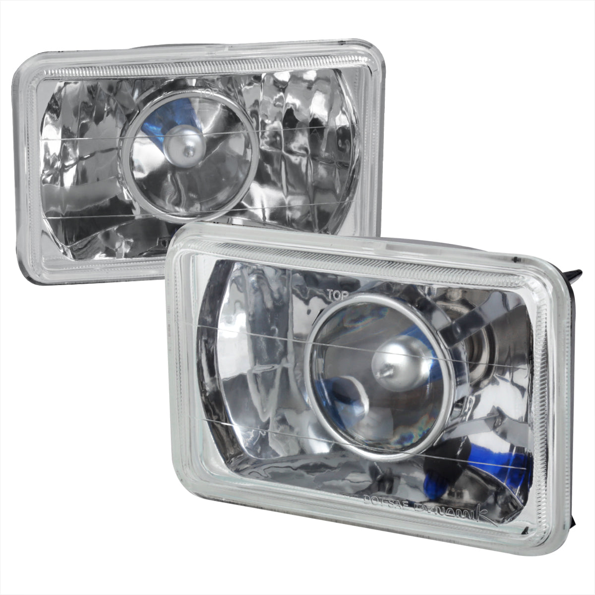 Universal 4"x6" H4 Projector Headlights (Chrome Housing/Glass Lens)