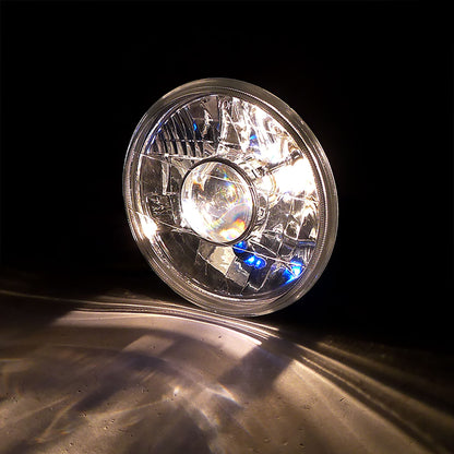 Universal 7" Round H4 Projector Headlights (Chrome Housing/Clear Lens)