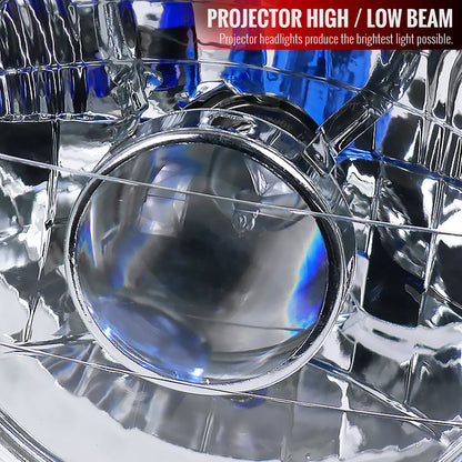 Universal 7" Round H4 Projector Headlights (Chrome Housing/Clear Lens)