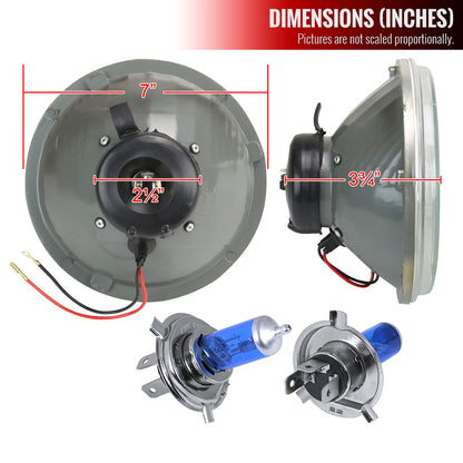 Universal 7" Round H4 Projector Headlights (Chrome Housing/Clear Lens)