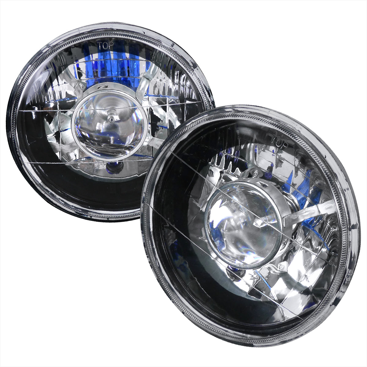 Universal 7" Round H4 Projector Headlights (Matte Black Housing/Clear Lens)