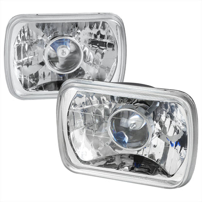 Universal 7"x6" H4 Projector Headlights (Chrome Housing/Clear Lens)