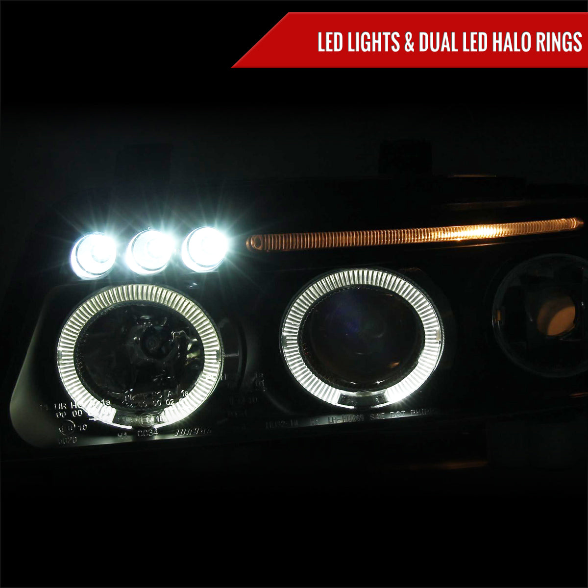 1999-2001 Audi A4/S4 Dual Halo Projector Headlights (Matte Black Housing/Clear Lens)