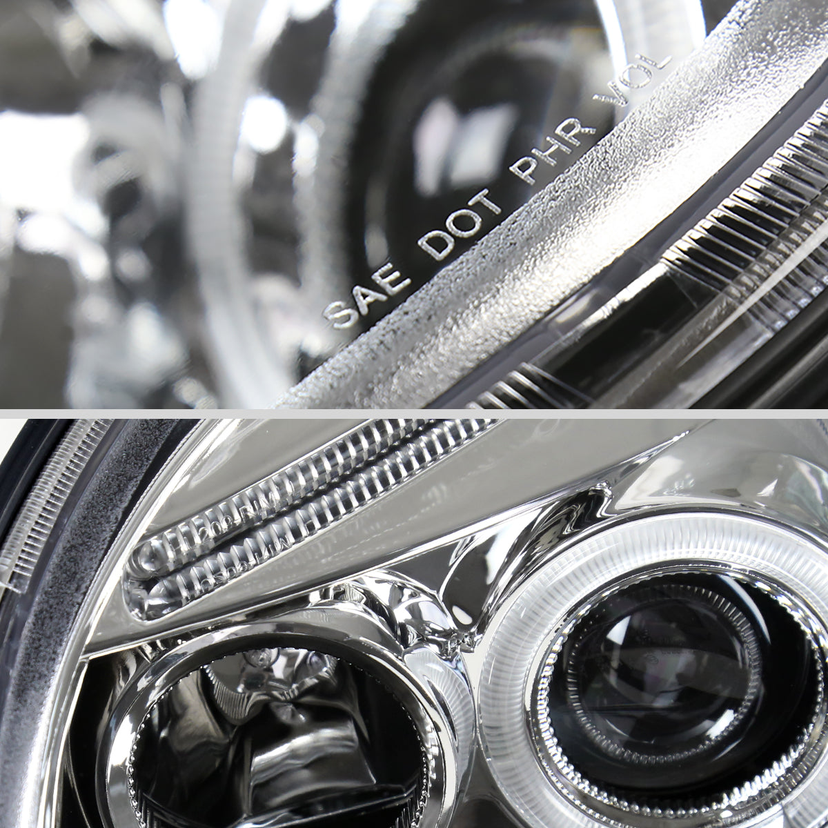 1998-2005 Volkswagen Beetle Halo Projector Headlights (Chrome Housing/Clear Lens)