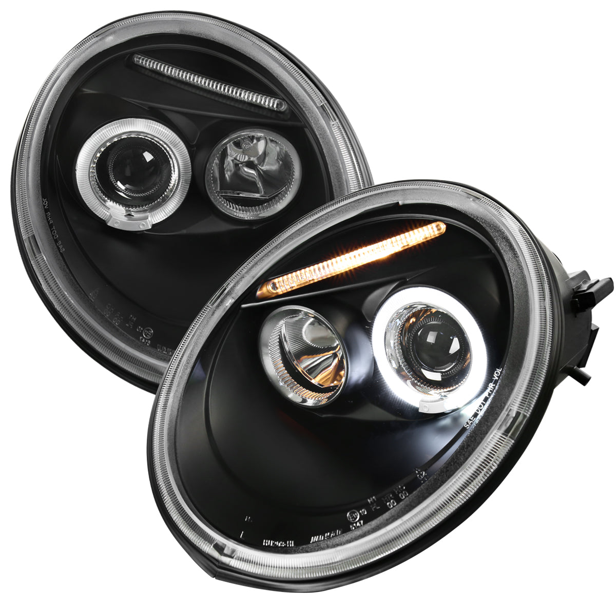 1998-2005 Volkswagen Beetle Halo Projector Headlights (Matte Black Housing/Clear Lens)