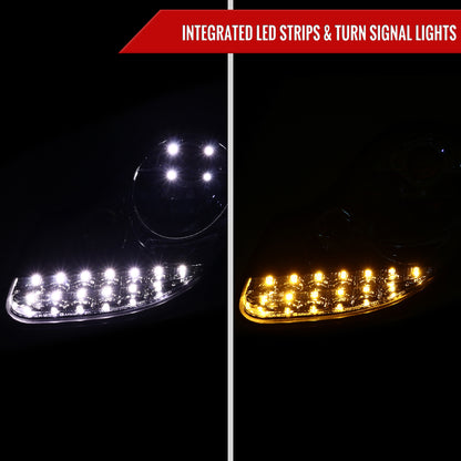 1997-2004 Porsche Boxster 986/911 996 LED Light Strip Projector Headlights w/ LED Turn Signal Lights (Chrome Housing/Clear Lens)